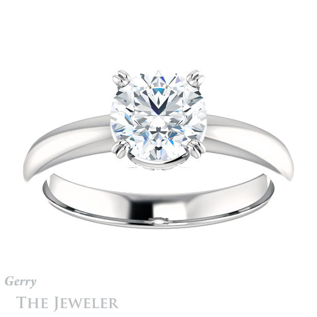 Round Cut Forever One Moissanite Engagement Ring #GTJ1243-round-fo-w 1 Round Cut Forever One Moissanite Engagement Ring #GTJ1243-round-fo-w