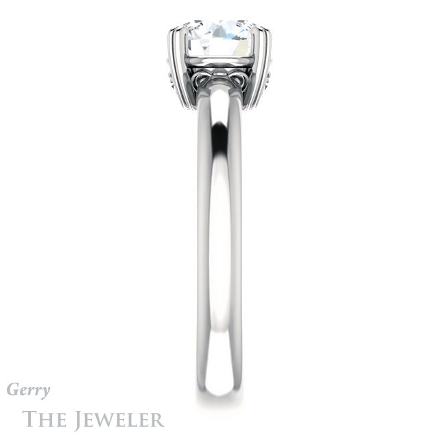 Round Cut Forever One Moissanite Engagement Ring #GTJ1243-round-fo-w 3 Round Cut Forever One Moissanite Engagement Ring #GTJ1243-round-fo-w
