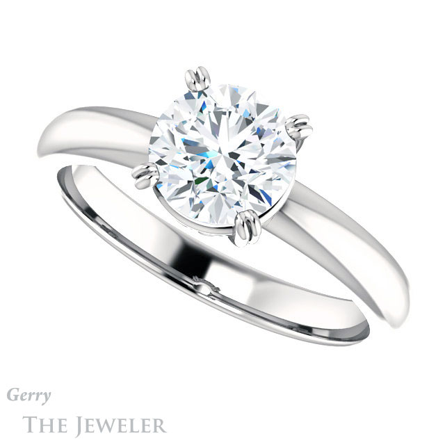 Round Cut Forever One Moissanite Engagement Ring #GTJ1243-round-fo-w 5 Round Cut Forever One Moissanite Engagement Ring #GTJ1243-round-fo-w