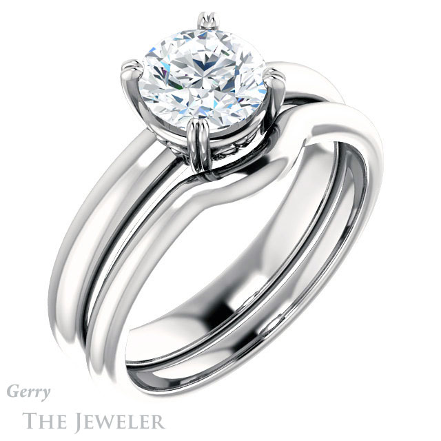 Round Cut Forever One Moissanite Engagement Ring #GTJ1243-round-fo-w 6 Round Cut Forever One Moissanite Engagement Ring #GTJ1243-round-fo-w