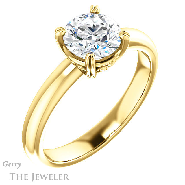 Round Cut Forever One Moissanite Engagement Ring #GTJ1243-round-fo-y
