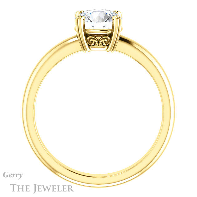 Round Cut Forever One Moissanite Engagement Ring #GTJ1243-round-fo-y
