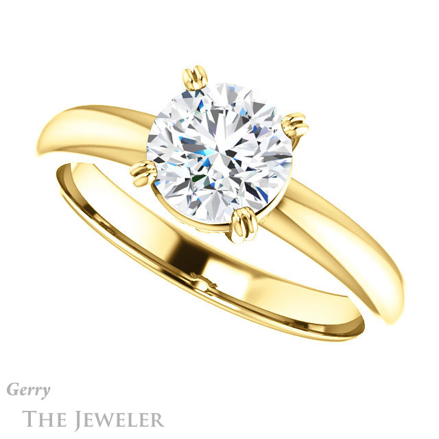 Round Cut Forever One Moissanite Engagement Ring #GTJ1243-round-fo-y