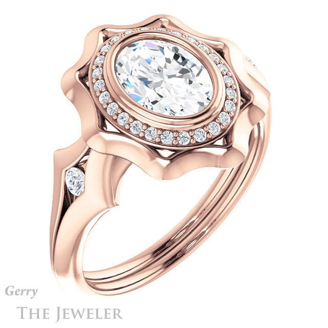 Oval Shaped Forever One Moissanite Engagement Ring #GTJ1246-oval-fo-r | Gerry The Jeweler Oval Shaped Forever One Moissanite Engagement Ring #GTJ1246-oval-fo-r