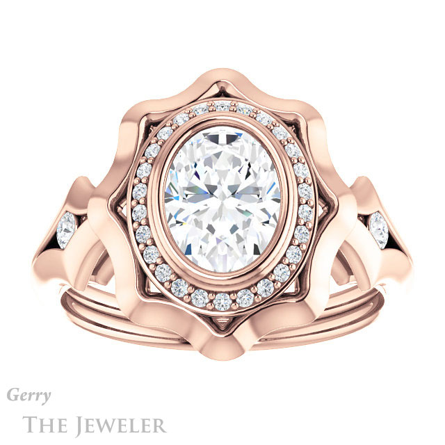 Oval Shaped Forever One Moissanite Engagement Ring #GTJ1246-oval-fo-r | Gerry The Jeweler Oval Shaped Forever One Moissanite Engagement Ring #GTJ1246-oval-fo-r
