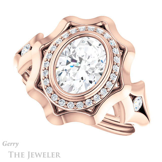 Oval Shaped Forever One Moissanite Engagement Ring #GTJ1246-oval-fo-r | Gerry The Jeweler Oval Shaped Forever One Moissanite Engagement Ring #GTJ1246-oval-fo-r