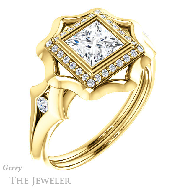 Princess Cut Forever One Moissanite Engagement Ring #GTJ1246-square-fo-y | Gerry The Jeweler Princess Cut Forever One Moissanite Engagement Ring #GTJ1246-square-fo-y