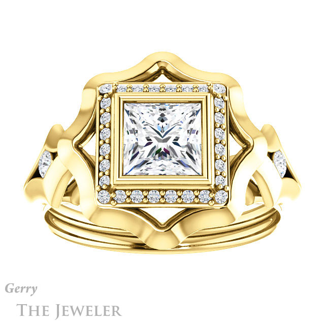 Princess Cut Forever One Moissanite Engagement Ring #GTJ1246-square-fo-y | Gerry The Jeweler Princess Cut Forever One Moissanite Engagement Ring #GTJ1246-square-fo-y