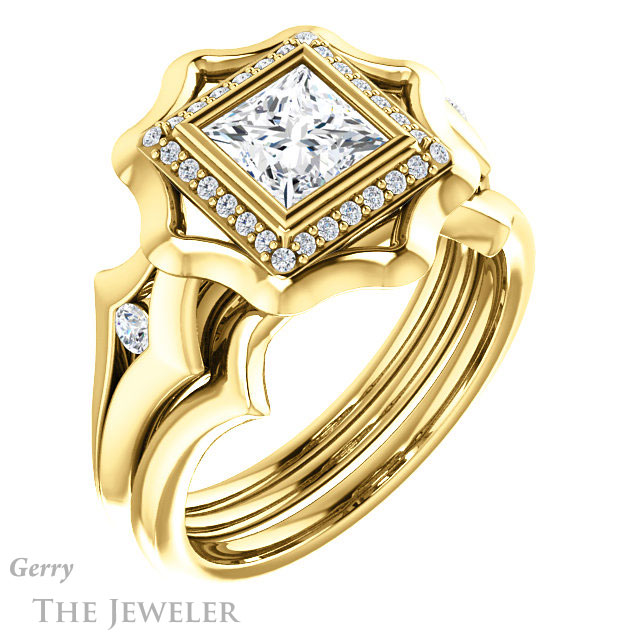 Princess Cut Forever One Moissanite Engagement Ring #GTJ1246-square-fo-y | Gerry The Jeweler Princess Cut Forever One Moissanite Engagement Ring #GTJ1246-square-fo-y