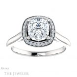 Cushion Cut Forever One Moissanite Engagement Ring #GTJ1247-cushion-fo-w 1 Cushion Cut Forever One Moissanite Engagement Ring #GTJ1247-cushion-fo-w