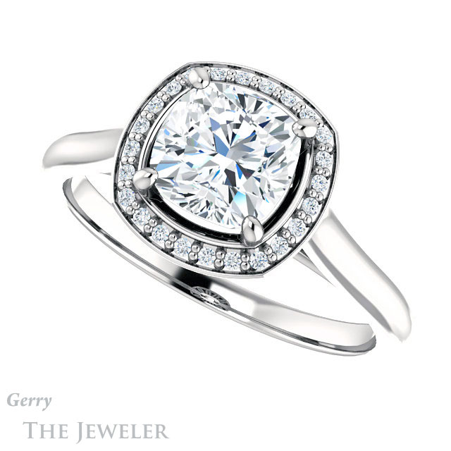 Cushion Cut Forever One Moissanite Engagement Ring #GTJ1247-cushion-fo-w 5 Cushion Cut Forever One Moissanite Engagement Ring #GTJ1247-cushion-fo-w