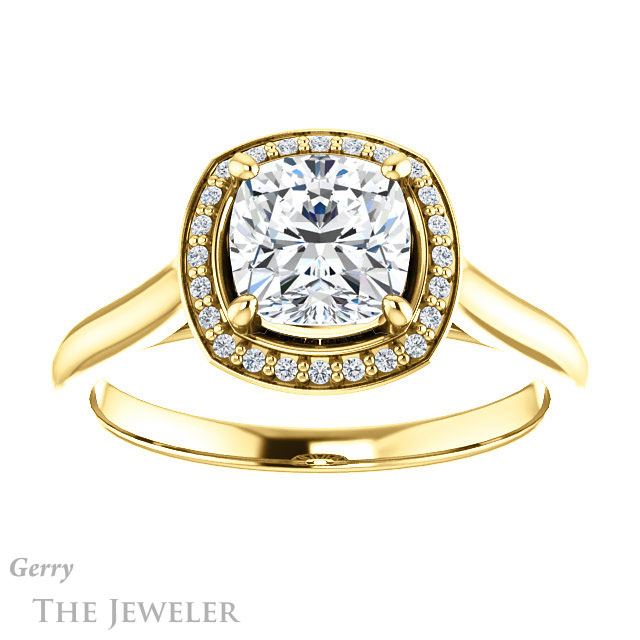 Cushion Cut Forever One Moissanite Engagement Ring #GTJ1247-cushion-fo-y