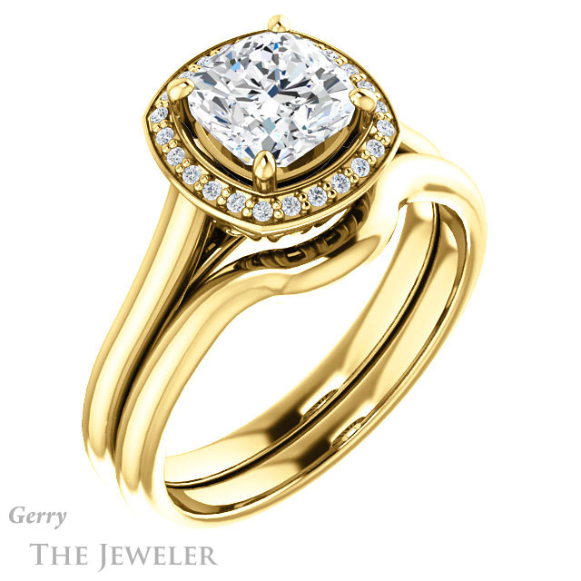 Cushion Cut Forever One Moissanite Engagement Ring #GTJ1247-cushion-fo-y