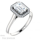 Emerald Cut Forever Brilliant Moissanite Engagement Ring #GTJ1247-emerald-fb-w