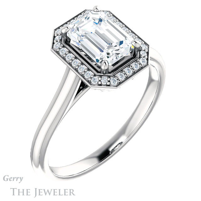 Emerald Cut Forever Brilliant Moissanite Engagement Ring #GTJ1247-emerald-fb-w
