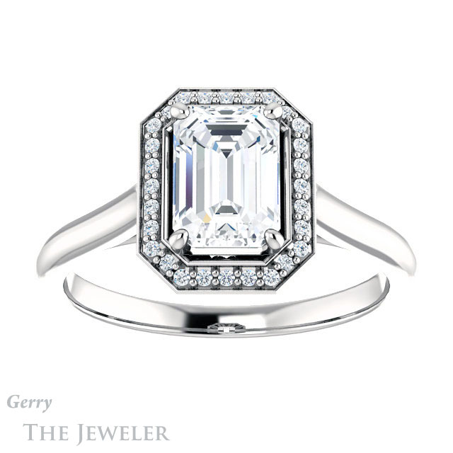 Emerald Cut Forever Brilliant Moissanite Engagement Ring #GTJ1247-emerald-fb-w