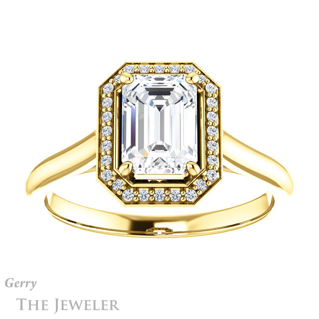 Emerald Cut Forever Brilliant Moissanite Engagement Ring #GTJ1247-emerald-fb-y