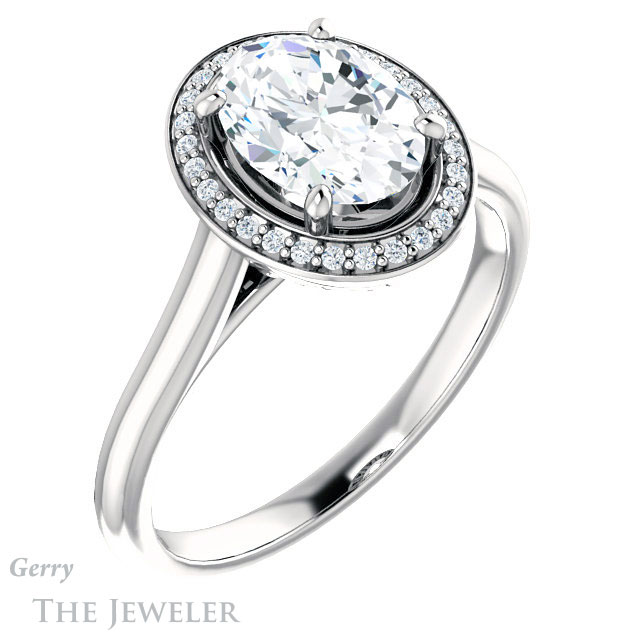 Oval Shaped Forever One Moissanite Engagement Ring #GTJ1247-oval-fo-w