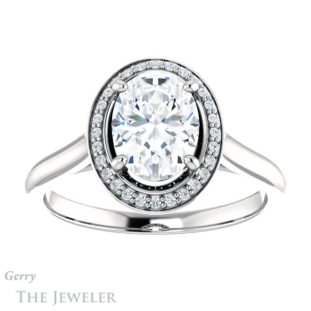 Oval Shaped Forever One Moissanite Engagement Ring #GTJ1247-oval-fo-w