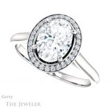 Oval Shaped Forever One Moissanite Engagement Ring #GTJ1247-oval-fo-w