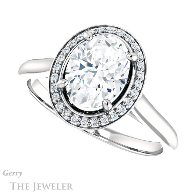 Oval Shaped Forever One Moissanite Engagement Ring #GTJ1247-oval-fo-w