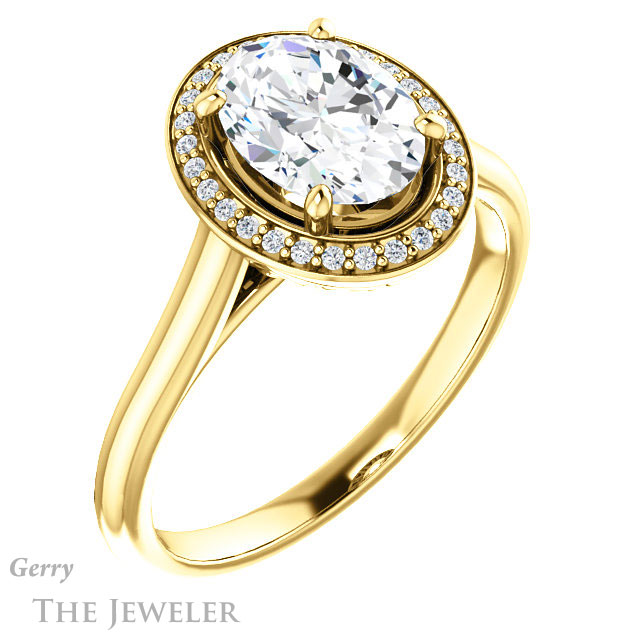 Oval Shaped Forever One Moissanite Engagement Ring #GTJ1247-oval-fo-y