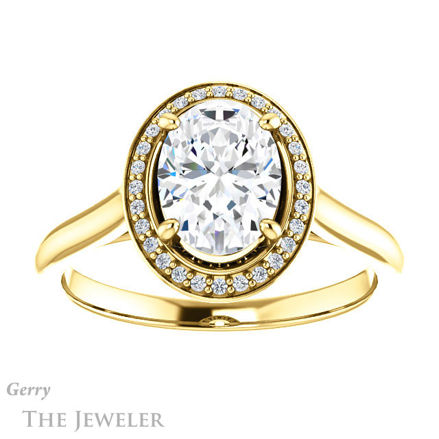 Oval Shaped Forever One Moissanite Engagement Ring #GTJ1247-oval-fo-y