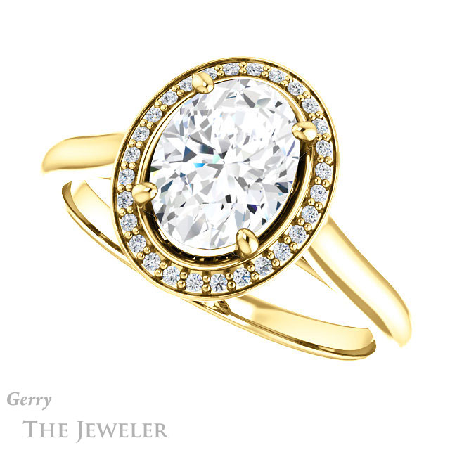 Oval Shaped Forever One Moissanite Engagement Ring #GTJ1247-oval-fo-y