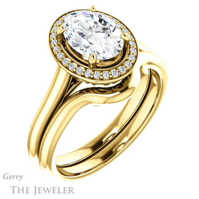 Oval Shaped Forever One Moissanite Engagement Ring #GTJ1247-oval-fo-y