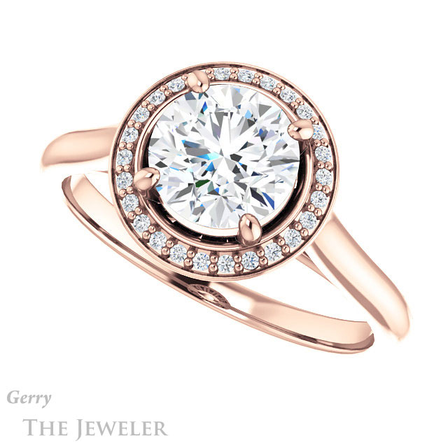 Round Cut Forever One Moissanite Engagement Ring #GTJ1247-round-fo-r