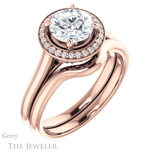 Round Cut Forever One Moissanite Engagement Ring #GTJ1247-round-fo-r