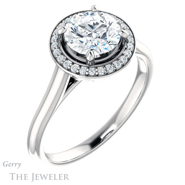 Round Cut Forever One Moissanite Engagement Ring #GTJ1247-round-fo-w 4 Round Cut Forever One Moissanite Engagement Ring #GTJ1247-round-fo-w