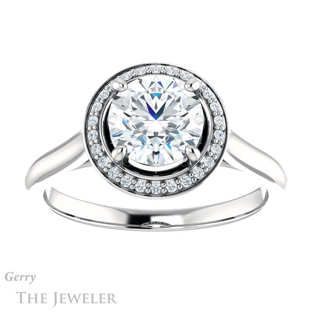Round Cut Forever One Moissanite Engagement Ring #GTJ1247-round-fo-w 1 Round Cut Forever One Moissanite Engagement Ring #GTJ1247-round-fo-w