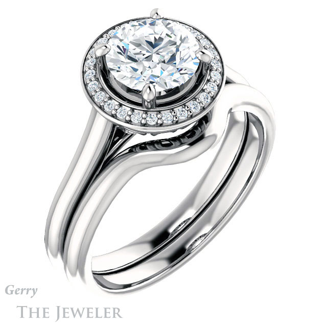 Round Cut Forever One Moissanite Engagement Ring #GTJ1247-round-fo-w 6 Round Cut Forever One Moissanite Engagement Ring #GTJ1247-round-fo-w