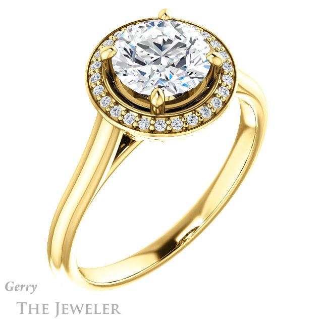 Round Cut Forever One Moissanite Engagement Ring #GTJ1247-round-fo-y