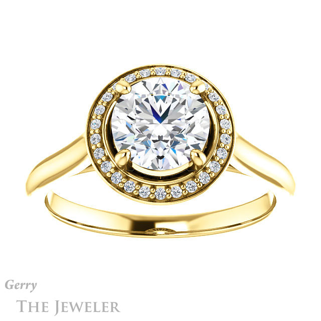 Round Cut Forever One Moissanite Engagement Ring #GTJ1247-round-fo-y