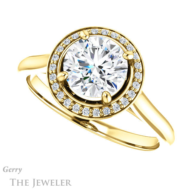 Round Cut Forever One Moissanite Engagement Ring #GTJ1247-round-fo-y