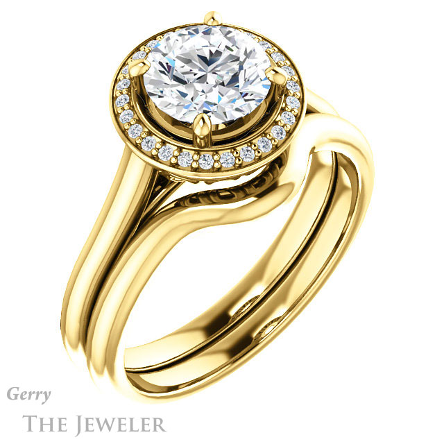 Round Cut Forever One Moissanite Engagement Ring #GTJ1247-round-fo-y