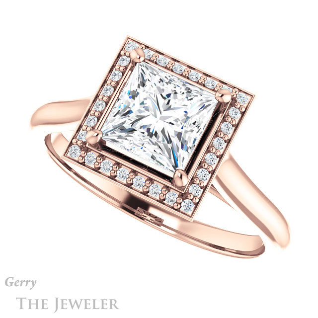 Princess Cut Forever One Moissanite Engagement Ring #GTJ1247-square-fo-r