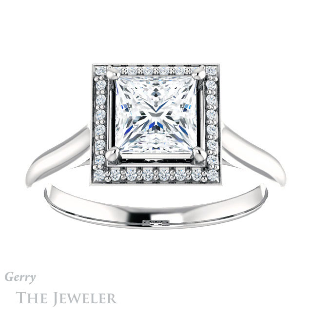Princess Cut Forever One Moissanite Engagement Ring #GTJ1247-square-fo-w