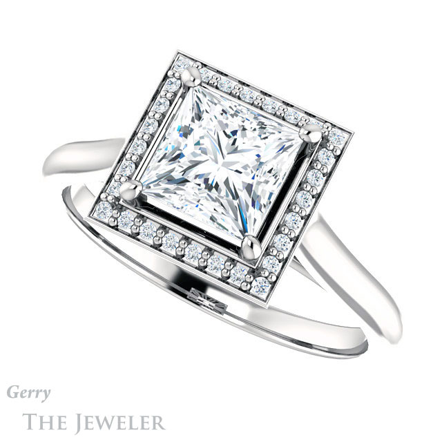 Princess Cut Forever One Moissanite Engagement Ring #GTJ1247-square-fo-w
