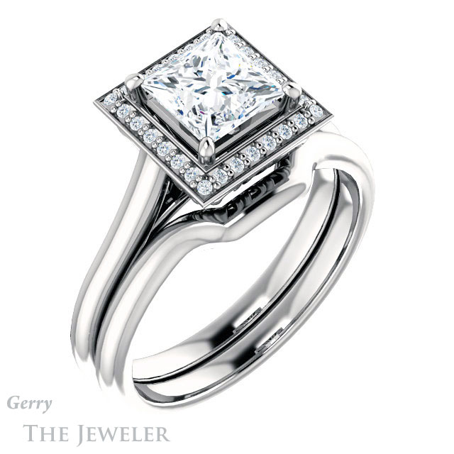 Princess Cut Forever One Moissanite Engagement Ring #GTJ1247-square-fo-w