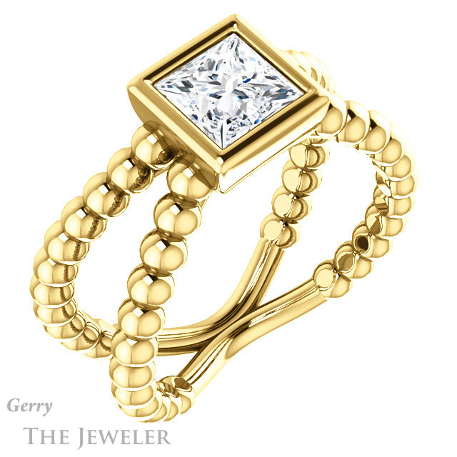 Princess Cut Forever One Moissanite Engagement Ring #GTJ1248-square-fo-y | Gerry The Jeweler Princess Cut Forever One Moissanite Engagement Ring #GTJ1248-square-fo-y