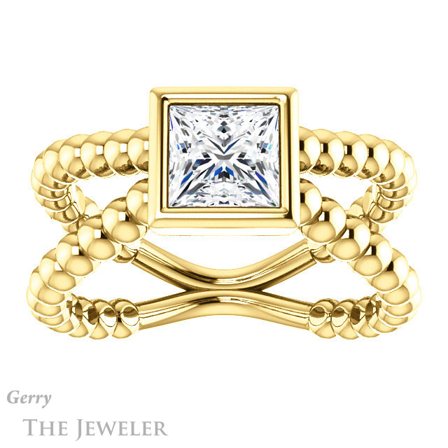 Princess Cut Forever One Moissanite Engagement Ring #GTJ1248-square-fo-y | Gerry The Jeweler Princess Cut Forever One Moissanite Engagement Ring #GTJ1248-square-fo-y