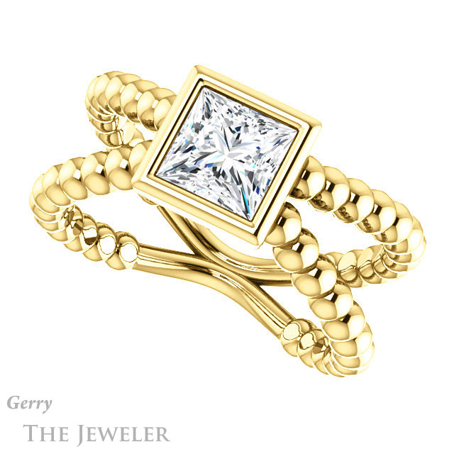 Princess Cut Forever One Moissanite Engagement Ring #GTJ1248-square-fo-y | Gerry The Jeweler Princess Cut Forever One Moissanite Engagement Ring #GTJ1248-square-fo-y