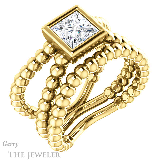 Princess Cut Forever One Moissanite Engagement Ring #GTJ1248-square-fo-y | Gerry The Jeweler Princess Cut Forever One Moissanite Engagement Ring #GTJ1248-square-fo-y