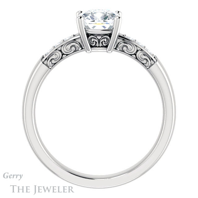 Cushion Cut Forever One Moissanite Engagement Ring #GTJ1249-cushion-fo-w 2 Cushion Cut Forever One Moissanite Engagement Ring #GTJ1249-cushion-fo-w