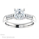 Cushion Cut Forever One Moissanite Engagement Ring #GTJ1249-cushion-fo-w 1 Cushion Cut Forever One Moissanite Engagement Ring #GTJ1249-cushion-fo-w