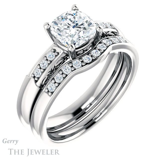 Cushion Cut Forever One Moissanite Engagement Ring #GTJ1249-cushion-fo-w 6 Cushion Cut Forever One Moissanite Engagement Ring #GTJ1249-cushion-fo-w