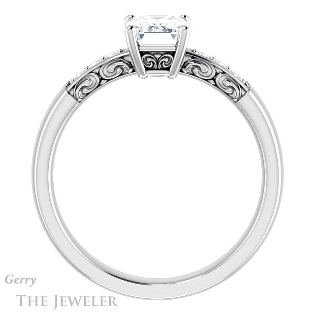 Emerald Cut Forever Brilliant Moissanite Engagement Ring #GTJ1249-emerald-fb-w